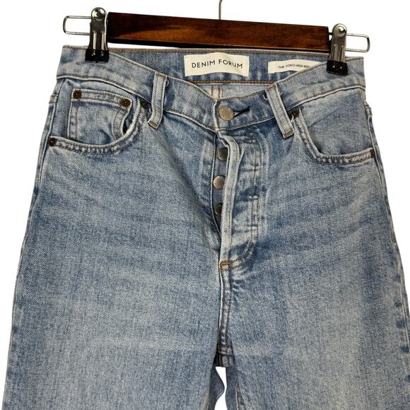 denim forum | yoko high rise slim medium wash button fly aritzia jeans sz 24 - Picture 3 of 12